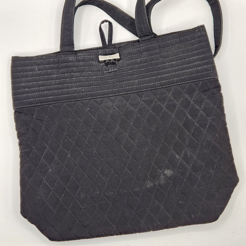 .Vera Bradley Black and Leopard Tote with Toggle Closure